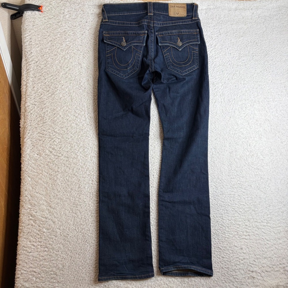 True Religion Ricky Relaxed Straight Jeans Body Rinse Dark 30 (32x33) flap